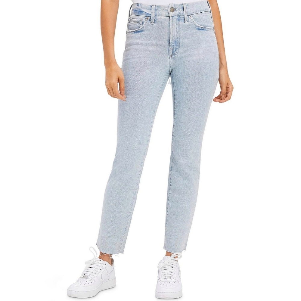 Good American NWT The Weekender Jeans Raw Hem Indigo
